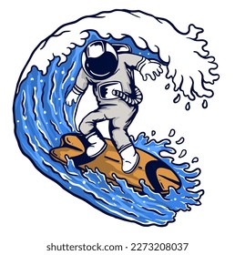 Illustration vector graphic of ASTRONAUT SURFER suitable for logo product also for design merchandise