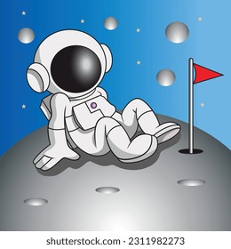 illustration vector graphic of an astronaut,sitting