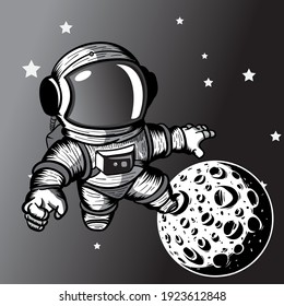 illustration vector graphic of astronout perfect tshirt