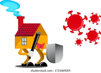 Ilustración vectorial gráfico de diseño atractivo de la casa
para luchar contra el covid-19.
Perfecto para el diseño de pantalones, contenido de medios sociales, diseño de campañas de salud, materiales de salud, etc.