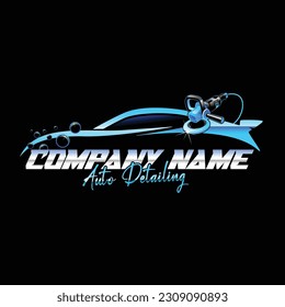 Illustration vector graphic of auto detailing service logo design on black background