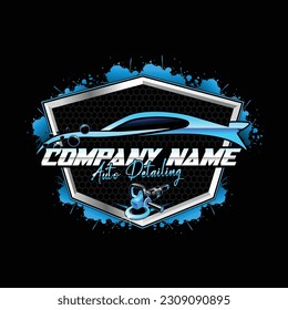 Illustration vector graphic of auto detailing service logo design on black background