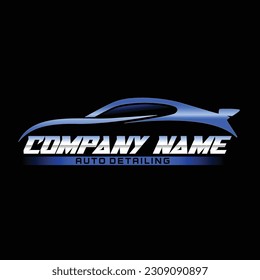 Ilustración vectorial gráfico del diseño del logotipo del servicio de detalle automático en fondo negro