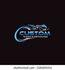 Ilustración vectorial gráfico de lavado de brillo automático y plantilla de diseño de logotipo de servicio de detalle