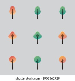 Illustration vector graphic of Autumn Trees Set. Good for your design