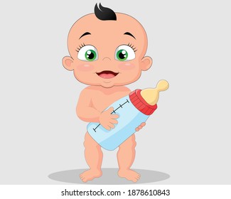 illustration vector graphic of a baby holding a pacifier