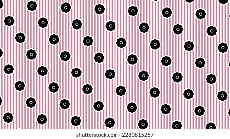 illustration vector graphic of background '70s color style. cool color with line and black flower