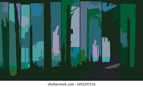 Illustration vector graphic background art of green forest