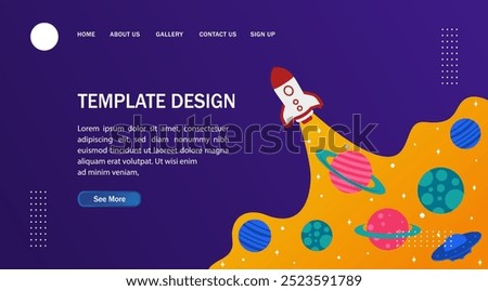 Illustration vector graphic background of space adventure with copyspace area
