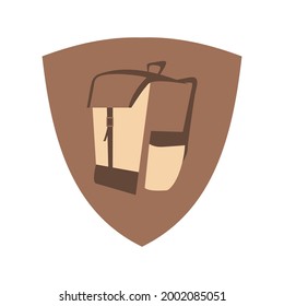 Gráfico vectorial de ilustración del logotipo de protección de mochila. Perfecto para la compañía tecnológica