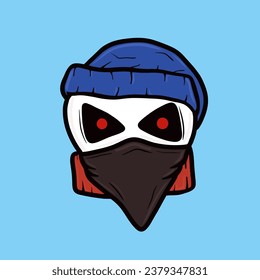 Illustration vector graphic of bad skull wit mask. Good for logo design