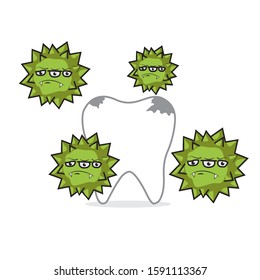 illustration vector graphic of bad teeth with green bacteria