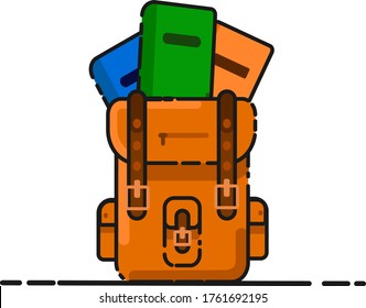 Illustration vector graphic of bags and books included in the back to school category. This template perfect for web banner, poster, or educational design with a fun and cheerful theme, etc.