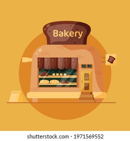 Illustration vector graphic of bakery shop. 