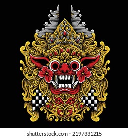 Illustration vector graphic of balinese barong,can be used as t-shirt