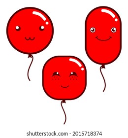 illustration vector graphic of balloon kawaii for birthday and anniversary. perfect for anniversary element for design, birthday element for design and celebrate for decoration.