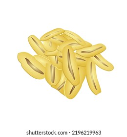 Illustration vector graphic of Banana Chips. Banana Chip's minimalist style is isolated on an orange background. The illustration is suitable for web landing pages, banners, flyers, stickers, cards, e