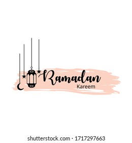 Illustration Vector Graphic of banner promotion template for welcome ramadan holy month of islam with lantern, star, moon silhouette and simple typography ramadhan kareem isolated on white background