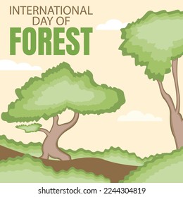 ilustración vectorial de árbol banyan en medio del bosque, perfecto para el día internacional, día internacional del bosque, celebración, tarjeta de saludo, etc.