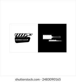 Illustration vector graphic of barber shop icon, black and white