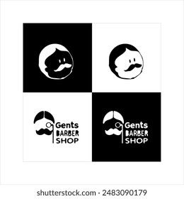 Illustration vector graphic of barber shop icon, black and white