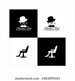 Illustration vector graphic of barber shop icon, black and white