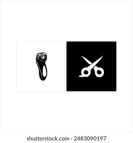 Illustration vector graphic of barber shop icon, black and white