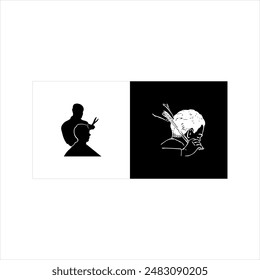 Illustration vector graphic of barber shop icon, black and white