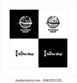Illustration vector graphic of barber shop icon, black and white