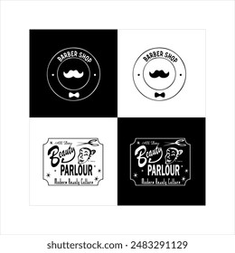 Illustration vector graphic of barber shop icon, black and white