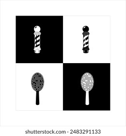 Illustration vector graphic of barber shop icon, black and white