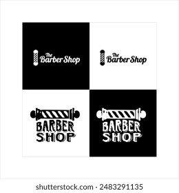 Ilustración Vector gráfico de ícono de barbería, blanco y negro