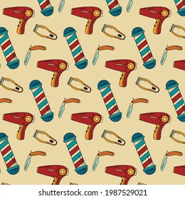Illustration vector graphic of barbershop tools pattern, suitable for backgrounds, decoration, print, etc.