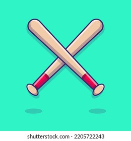 Illustration Vector Graphic Of Baseball Bat, Flat Design Baseball Bat, Logo Baseball Bat, Icon Baseball Bat Suitable Marketing, Presentation