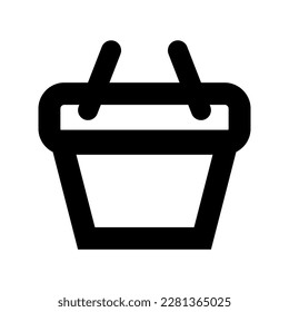 Gráfico de vectores de ilustración de cesta, icono de comercio electrónico. Icono de línea negra