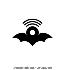 Illustration Vector Graphic Of Bat Wing Incorporate With Pin Map Icon And Signal