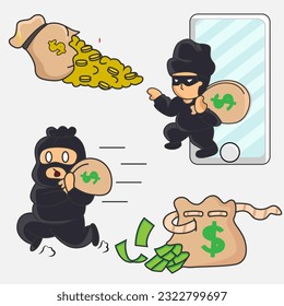 Illustration Vector Graphic Of Be Carefull for digital theft and waste of money Good For warning attention Illustration Cartoon