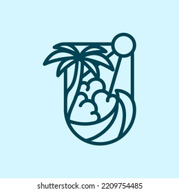 Illustration vector graphic of BEACH MONOLINE perfect for cafe, restaurant, trip agent etc.