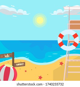 illustration vector graphic of beach sunny summer