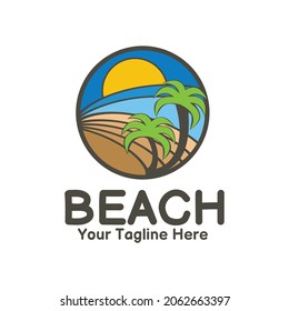 ilustración vectorial de la vista de la playa cuando el sol brilla perfecto para viajes, vacaciones, turismo, viaje, resort, etc.

