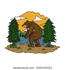 illustration vector graphic bear for design, template, elemen, illustration, etc