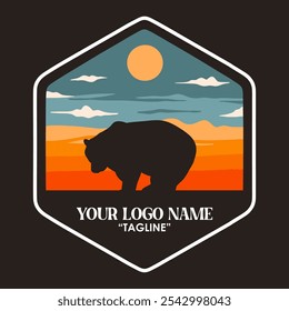 Illustration vector graphic of BEAR SILHOUETTE OUTOOR LOGO VECTOR ILLUSTRATION for apparel design merchandise, such as logos on product packaging