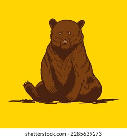 Illustration vector graphic of BEAR SIT DOWN suitable for logo product also for design merchandise