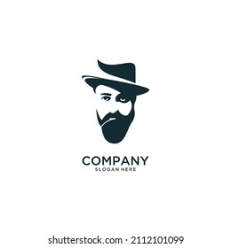 illustration vector graphic of bearded man silhouette
