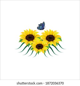 Illustration vector graphic of beautiful floral with a sunflowers design template