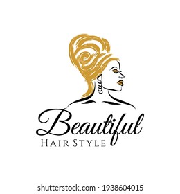Ilustración vectorial gráfico de la bella plantilla de diseño del logo de estilo de cabello moderno