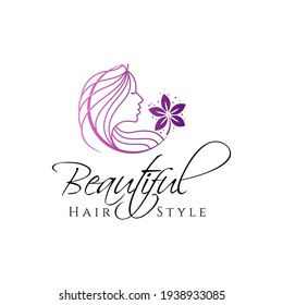 Illustration vector graphic of beautiful modern hair style logo design template