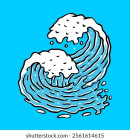 Illustration vector graphic of  BEAUTIFUL WAVES DESIGN VECTOR ILLUSTRATION for apparel design merchandise, such as logos on product packaging
