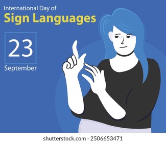 illustration vector graphic of a beautiful woman communicates using her hands as signals, perfect for international day, sign languages, celebrate, greeting card, etc.