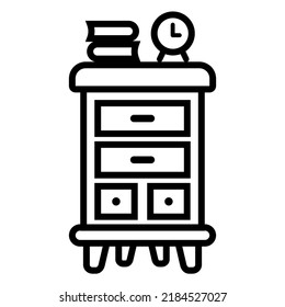 Illustration Vector Graphic of Bedside, table, drawers Icon